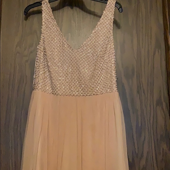 Bridesmaid Beige Beaded long dress size 10 - Picture 2 of 6